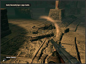 At the very beginning of the chapter you will be attacked by a guy with a heavy machine gun - Chapter XV - Brothers - Call of Juarez: Bound in Blood - Game Guide and Walkthrough