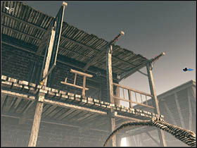 After reaching the first building with the enemies (before that moment no one will attack you), take your lasso and using it climb the balcony - Chapter XIII - Brothers - Call of Juarez: Bound in Blood - Game Guide and Walkthrough