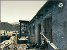 After reaching Ramos' mansion, go towards the water tower - Chapter VI - Brothers - Call of Juarez: Bound in Blood - Game Guide and Walkthrough