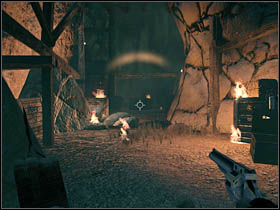 Remember, that when you will enter the mine, those guys will start attack you from the ground but also from the upper footbridge - Chapter V - Brothers - Call of Juarez: Bound in Blood - Game Guide and Walkthrough