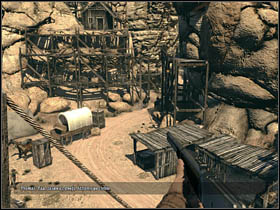 Walking over that scaffolding make use of the lasso and in that way get to a higher ledge - Chapter V - Brothers - Call of Juarez: Bound in Blood - Game Guide and Walkthrough