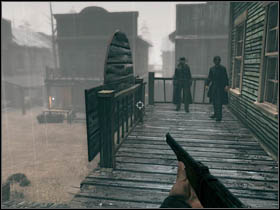 A bit further climb the balcony and enter the building [secret] (doing that you will scare a lady inside) - Chapter III - Walkthrough - Call of Juarez: Bound in Blood - Game Guide and Walkthrough