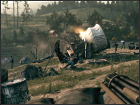 When the cut-scene will end you will be ask to go behind the heavy machine gun - Chapter I - Walkthrough - part 2 - Call of Juarez: Bound in Blood - Game Guide and Walkthrough