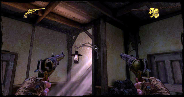 The inside of the house where Billy is taking a stand - Episode 1 - Once Upon a Time in Stinking Springs - Walkthrough - Call of Juarez: Gunslinger - Game Guide and Walkthrough