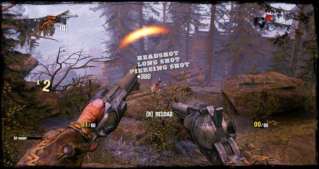 Take cover behind these log piles - Episode 4 - Gunfight at the Sawmill - Walkthrough - Call of Juarez: Gunslinger - Game Guide and Walkthrough