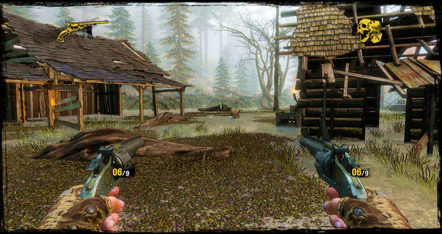 Continue onwards between the buildings, eliminating whoever's coming at you - Episode 9 - Bounty Hunter is Still My Name - Walkthrough - Call of Juarez: Gunslinger - Game Guide and Walkthrough