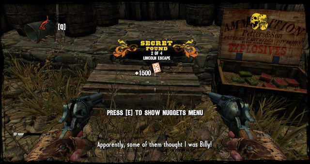 The secret in the town, next to a supply cache - Episode 2 - Nuggets of Truth (Secrets) - Call of Juarez: Gunslinger - Game Guide and Walkthrough