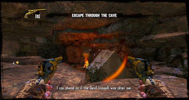 The tent in the cave, the secret inside - Episode 3 - Nuggets of Truth (Secrets) - Call of Juarez: Gunslinger - Game Guide and Walkthrough