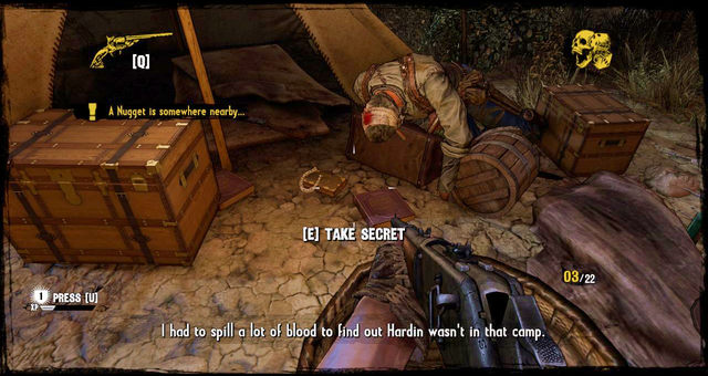 The first tent - Episode 6 - Nuggets of Truth (Secrets) - Call of Juarez: Gunslinger - Game Guide and Walkthrough