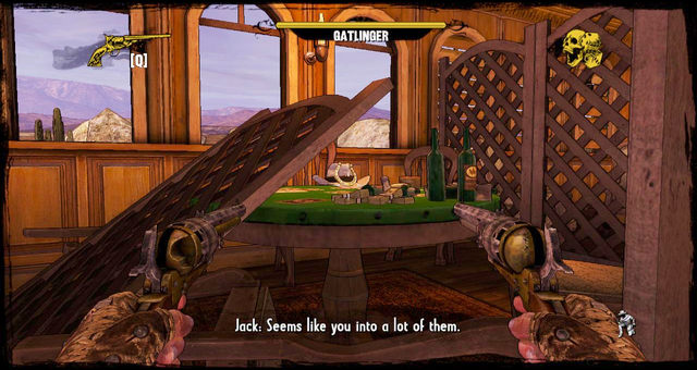 During the gatling gun exchange - Episode 12 - Nuggets of Truth (Secrets) - Call of Juarez: Gunslinger - Game Guide and Walkthrough