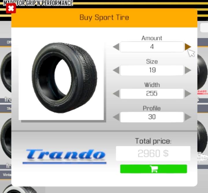 Note - when buying tires, set the parameters following the order shown on the screenshot (size, width, profile) - Order 16 - Mayen M3 4x4 | Car Mechanic Simulator 2018 Walkthrough - Story orders - Car Mechanic Simulator 2018 Game Guide