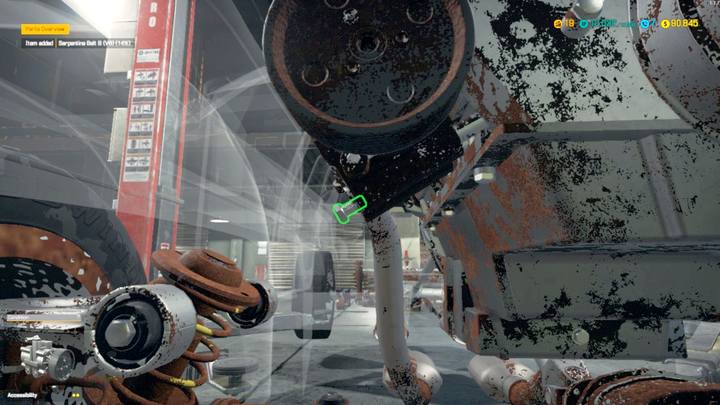 The power steering pump near the oil pan - Order 19 - Olsen Grand Club | Car Mechanic Simulator 2018 Walkthrough - Story orders - Car Mechanic Simulator 2018 Game Guide