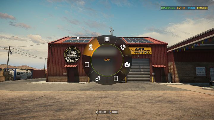 The Map is available in the wheel menu, if you pull it up with the cursor on the surrounding objects - not on the car - Car Mechanic Simulator 2021: Map - Locations - Car Mechanic Simulator 2021 Guide