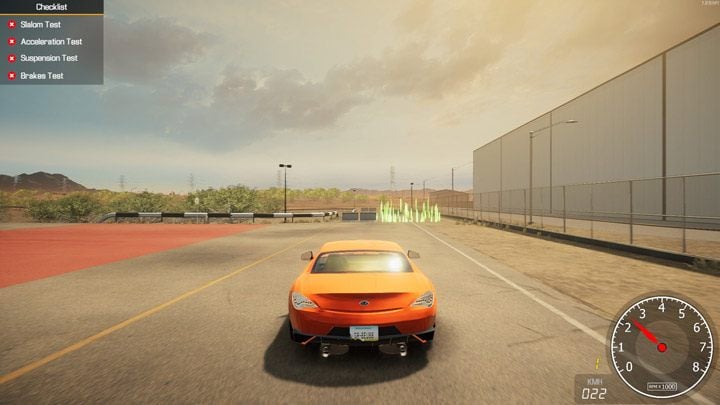 The default C key changes the camera view from the cockpit to a perspective form behind the car - Car Mechanic Simulator 2021: Test Track - Locations - Car Mechanic Simulator 2021 Guide