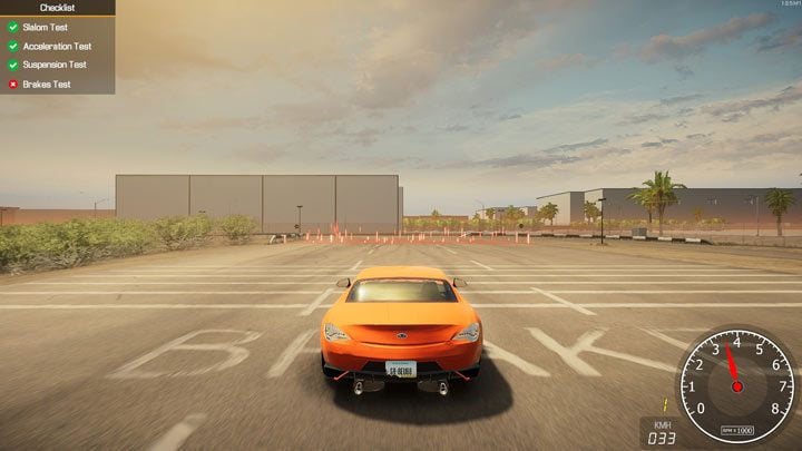 The last brake test requires you to stop the car in the red area - Car Mechanic Simulator 2021: Test Track - Locations - Car Mechanic Simulator 2021 Guide