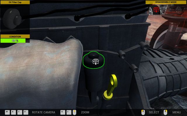 Oil filter is on the left from the gearbox. - Order 2 - Aisan Cougar - Orders - First garage - Car Mechanic Simulator 2014 - Game Guide and Walkthrough