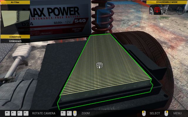 You will find the air filter right next to the battery. - Order 2 - Aisan Cougar - Orders - First garage - Car Mechanic Simulator 2014 - Game Guide and Walkthrough