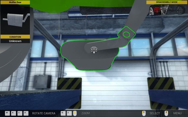 Disassembling of the rear-right suspension spring comes with twisting off the rear muffler. - Order 29 - Revton Wind - Orders - Second garage - Car Mechanic Simulator 2014 - Game Guide and Walkthrough