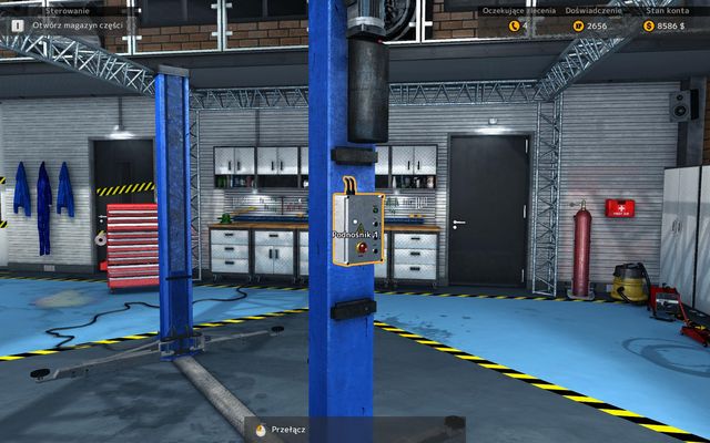 Jack can be activated by pressing the button on the mechanism. - Using jack - Basics of gameplay - Car Mechanic Simulator 2015 - Game Guide and Walkthrough