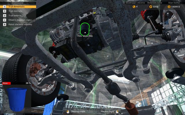 Oil filter is located under the oil sump. - Changing the oil filter - Basic renovation operations - Car Mechanic Simulator 2015 - Game Guide and Walkthrough