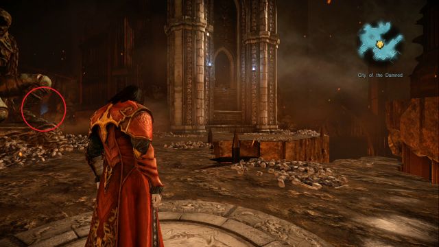 The red mark indicates the location of Pain Box and Soldier Diary. - Mission 3 - The Antidote - The Main Campaign - walkthrough - Castlevania: Lords of Shadow 2 - Game Guide and Walkthrough