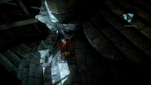 Soldier Diary lying at the end of the stairs. - Mission 1 - Bioquimek Corporation - Memorials and Soldier Diaries - First pass - Castlevania: Lords of Shadow 2 - Game Guide and Walkthrough