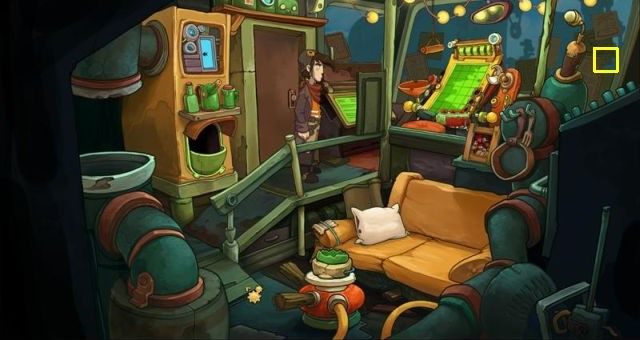 The first puzzle fragment is hidden in the upper right corner of the trawler - Puzzles - secrets and collectibles in Chaos on Deponia - Game Guide - Chaos on Deponia Guide