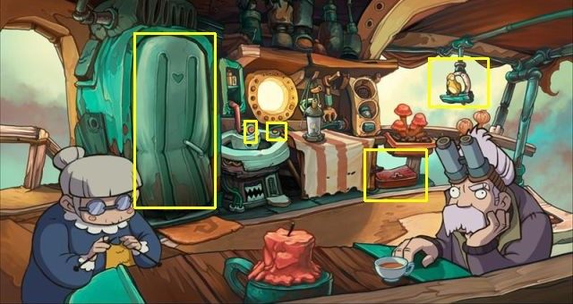 Open the tool chest and get the energy inventer and a hammer - Get the hammer from Grandma Utz home | Reach Goal - Reach Goal - Chaos on Deponia Guide