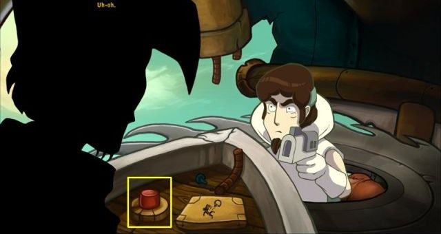 Click on the catapult button - Get the hammer from Grandma Utz home | Reach Goal - Reach Goal - Chaos on Deponia Guide