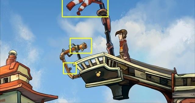 Make your way to Seagull and take a look at the bookcase - Air Platypus | Chaos on Deponia Walkthrough - Have words with Goal - Chaos on Deponia Guide