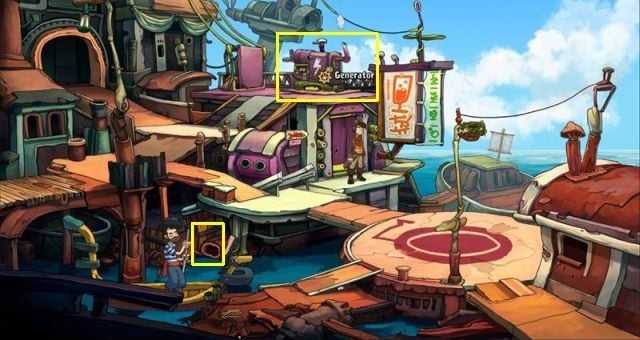 Go to the tavern and set the jukebox to play the mating song of the junk crabs - Convince Spunky Goal - Learn Bozos magic words - Convince Spunky Goal - Chaos on Deponia Guide