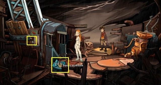 Take the damaged transmitter and make an attempt to climb the tower - Install the transmitter on the radio tower - Chaos on Deponia Walkthrough - Chasing Goal - Chaos on Deponia Guide
