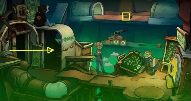 Travel to Floating Black Market and straighten one of the bananas using the straightener (found in the gadget shope) - Arm the dolphins and block the path for Donnas submarine - Chasing Goal - Chaos on Deponia Guide