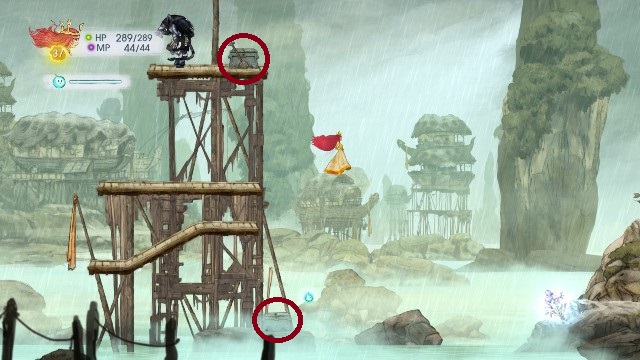 Quicken Elixir in the upper one, Damage Elixir in the lower one - Chapter 9 | Collectibles - Collectibles - Child of Light Game Guide