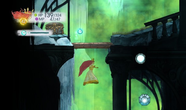 Tumbled Tourmaline in the stone and Damage Elixir in the chest - Chapter 10 | Collectibles - Collectibles - Child of Light Game Guide