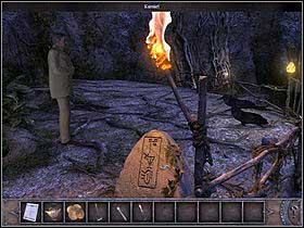 Talk to the count and approach the big rock by the torch (zoom) - Walkthrough - Bimini Island - Landing field - Bimini island - Chronicles of Mystery: The Tree of Life - Game Guide and Walkthrough