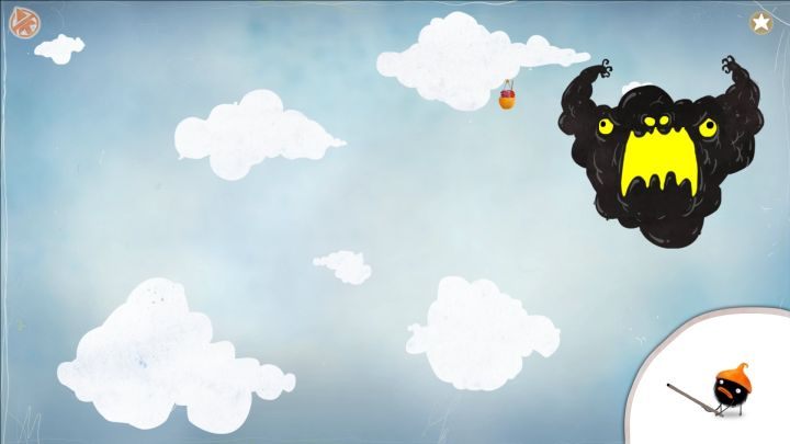 Here you have to shoot at clouds. - Chuchel - Part 5 | Walkthrough - Walkthrough - Chuchel Game Guide