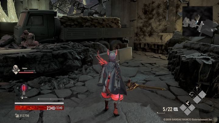 At the footbridge, on the right side behind the vehicle, there is another path - Provisional Government Outskirts | Code Vein Walkthrough - Area K-11 - Code Vein Guide