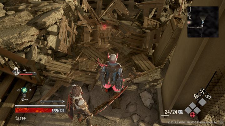 Break the boxes in front of you and pick up a Hunter Vestige Part A - Parking Garage | Code Vein Walkthrough - Area E-13 - Code Vein Guide