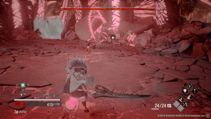 From the very beginning you should stay very close to the boss, especially her back - Successor of the Claw | Boss in Code Vein - Bosses - Code Vein Guide