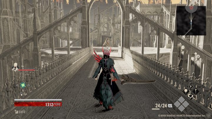 Next, in the center of a large arena you will meet the first new opponent who can teleport to you - your enemy indicates such an action by a black smoke - Cathedral of the Sacred Blood | Code Vein Walkthrough - Area F-15 - Code Vein Guide