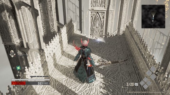 Jump lower on the platform and pick up Queen Steel - Cathedral of the Sacred Blood | Code Vein Walkthrough - Area F-15 - Code Vein Guide