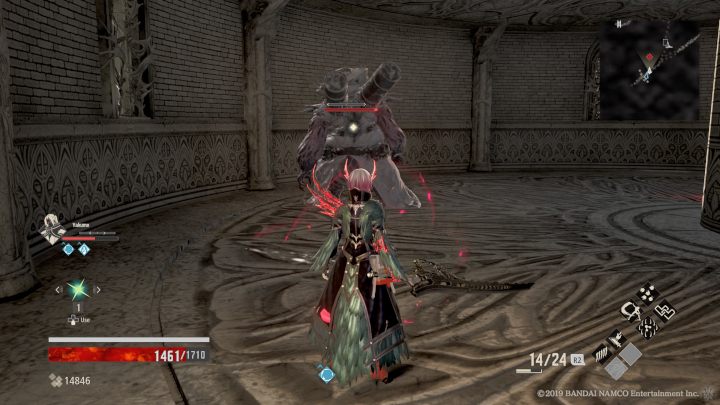 By jumping down, pick up Queen Steel and enter the building, where you will have to fight with an opponent shown in the image - Artifice Tower | Code Vein Walkthrough - Area F-15 - Code Vein Guide