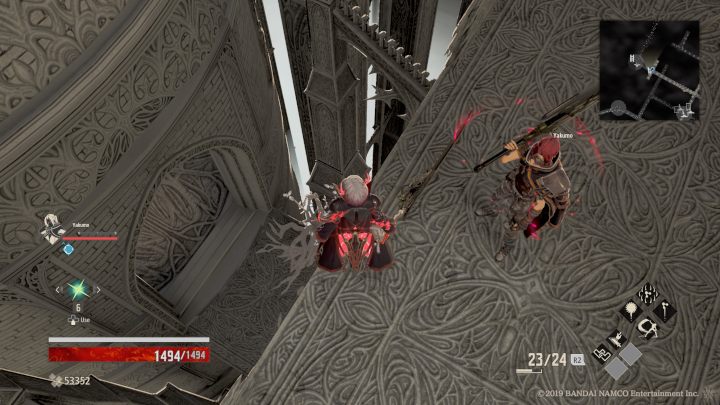 After opening the door, turn left and there is a broken road in front of you - Outlook Tower | Code Vein Walkthrough - Area F-15 - Code Vein Guide