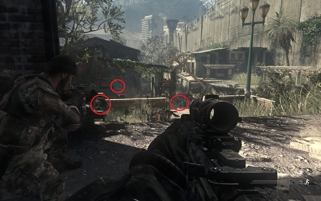 Soon after entering the closest building, you run into enemies - 02 - Brave New World - Campaign - Walkthrough - Call of Duty: Ghosts - Game Guide and Walkthrough