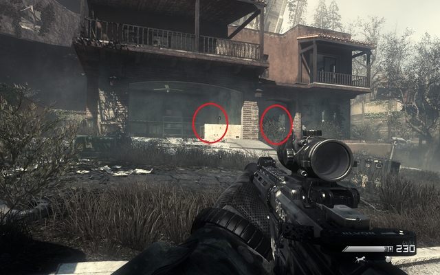 Your next step is elimination enemies on the balcony, because they can easily hit you even if you hide - 03 - No Mans Land - Campaign - Walkthrough - Call of Duty: Ghosts - Game Guide and Walkthrough