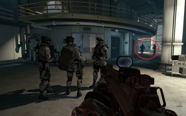 When you get inside again and to the rotund, wait until Hesh talks to two closest guards - 10 - Clockwork - Campaign - Walkthrough - Call of Duty: Ghosts - Game Guide and Walkthrough