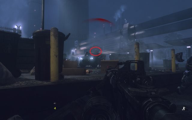 When you get through enemies, jump down and hide because youre against an enemy with HMG mounted on the vehicle - 13 - End of The Line - Campaign - Walkthrough - Call of Duty: Ghosts - Game Guide and Walkthrough