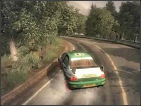 Spacious turnings on Lake Ono track - you can turn into these corners at full speed by strongly twisting the steering wheel. - Japan - Tracks - Colin McRae: DIRT - Game Guide and Walkthrough