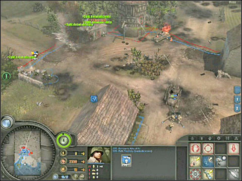 On the right wing the Germans will enter a building - one of the American teams can surprise them by planting an explosive underneath the building and detonating it by pressing the big red button that will appear in the place where the material has been planted - Campaign 